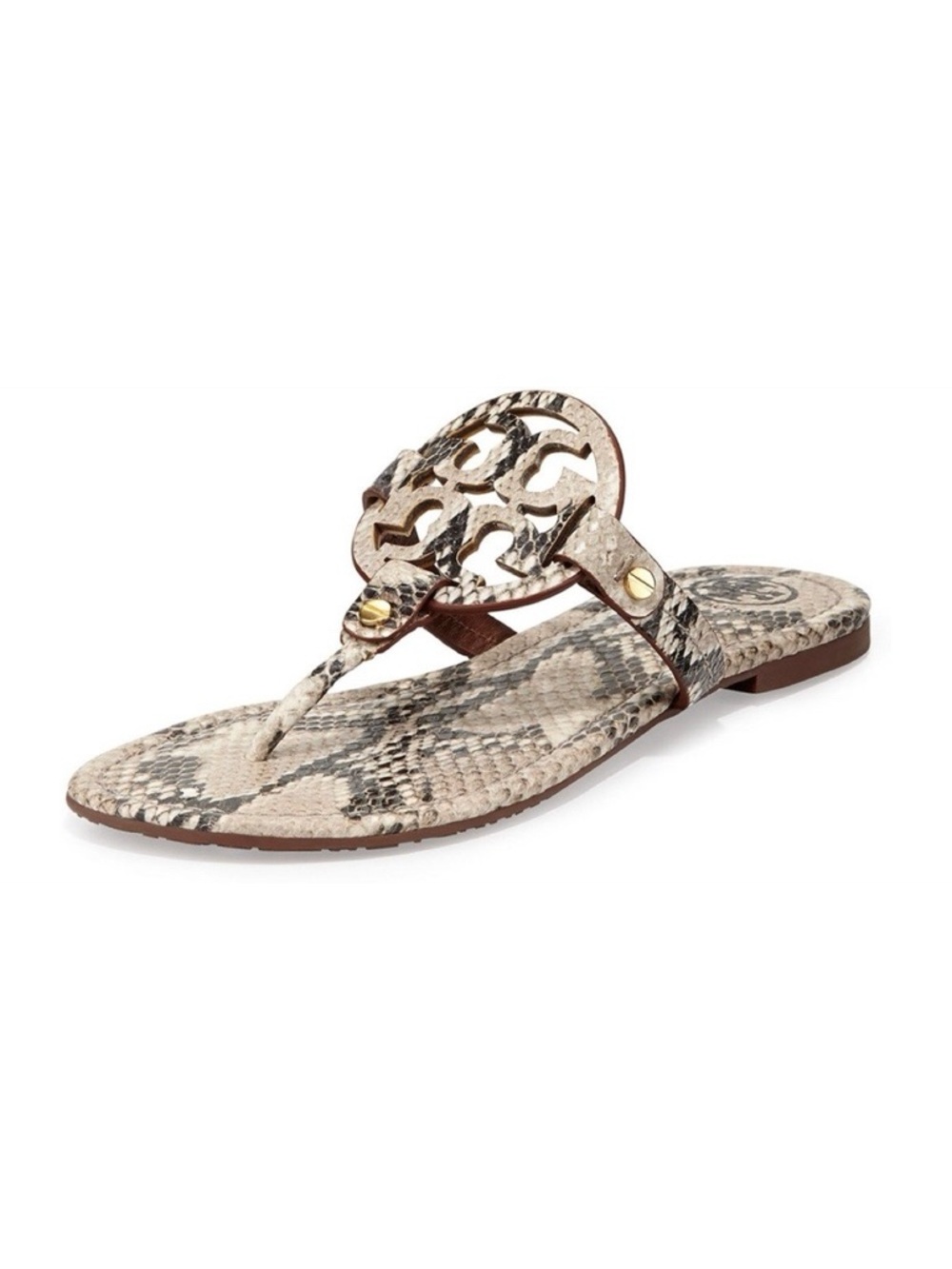 Tory Burch • Miller Sandal leather Natural Snake Print slide thong logo flipflop